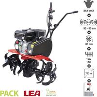 Motobineuse thermique 7,02 ch LE4221285W11 – Moteur 4 temps 212 cc – Largeur de travail 55/85 cm – Profondeur 35 cm – 1 vitesse avant et arrière – LEA