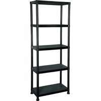 Estantería Almacenaje Resina 5 Baldas 60x30x173 cm Fabricada en Plástico Polipropileno Reciclado Resiste 25 Kg por Estante / Hasta 125 Kg Incluye Fijaciones a Pared Multiusos Hogar Trastero Cocina THW