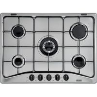 De Longhi YAF57ASV Einbau-Gaskochfeld, 5 Brenner, Schwarz/Silber