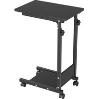 Table Roulante pour Ordinateur Portable, Bureau Informatique avec 1 Tablettes de Rangement, Table de lit réglable en hauteur, Noir