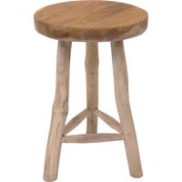 Teak Blumenhocker mit 3 Beinen - Ø 30 cm - Massiver Holz Pflanzenständer - Garten Deko Hocker Holzhocker Blumenschemel Pflanzenhalter
