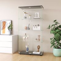 Glasvitrine - TANANT - Vitrine Salon Buffet - 4 Regale - Einscheibenglas - Schwarz 80.5x36.5x163.9 cm