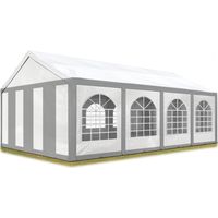 Tendone per feste 4x8 m Gazebo party per sagre, mercati PE 450 N bianco-grigio