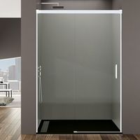 Frontal de ducha BASIC fijo y corredera perfilería blanca Medida: 125-130 cm