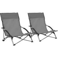 Lot de 2 Chaises de plage pliables, Chaises d'extérieur, Fauteuils de jardin gris tissu togp84365 DESIGN IN