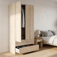 Armario 2 Puertas - Dormitorio Marrón Roble 52x180h cm