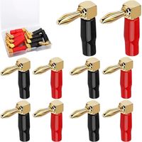 10pcs Fiche banane,Connecteur 4mm,Cuivre pur,Plaqué or 24 carats,Angle 90 degrés,Système audio