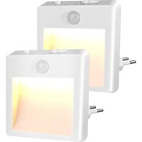 Luz de noche con enchufe - Luz de noche infantil con sensor de movimiento - Brillo ajustable, luz de noche LED (blanco cálido/frío ajustable), lámpara de noche lista para usar para habitación de bebé,