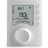 Delta Dore – Thermostat d'ambiance filaire Tybox 117+ 6053072 – Alimentation 2 piles LR03 – Programmation quotidienne et hebdomadaire – Compatible chaudières et poêles à granulés