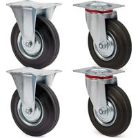 Wiltec Set rotelle da trasporto 100 mm 2 ruote piroettanti 2 fisse, nucleo in metallo, 70 kg a ruota