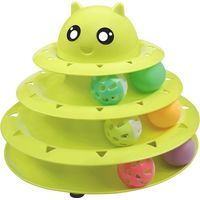 Cat Toy Roller 3-Level Turntable Cat Toy Balls with Six Colorful Balls Interactive Kitten Fun Mental Physical Exercise Puzzle Toys-Crezuo