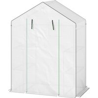 Invernadero Outside 6 estantes puerta enrollable cubierta PE marco acero 143x74x190 cm blanco