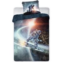 Bettwäsche-Set 140x200 Kosmonauten-Weltraumsterne-Planeten Jugendbaumwolle