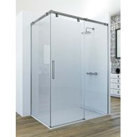 Mampara de ducha angular de 2 hojas fijas y 1 puerta corredera. - Cristal tratamiento ANTICAL INCLUIDO - Modelo LUMIERE Medida (70 X 90) - CRISTAL DECORADO 21