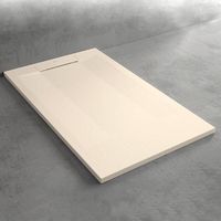 Mineralguss-Duschwanne extra flach SUEZ Schieferoptik BEIGE 80x110 cm