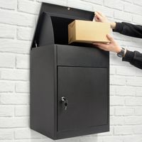 Paketbriefkasten mit Briefkasten, Abschließbare Paket Postkasten mit Rückholsperre, Standbriefkasten oder Wandbriefkasten, Box Paket geeignet für Hause Apartment Schule Büro, 58x44.5x35cm
