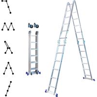 Echelle pliante articulée STAVALANCE4x6, 6,8m, 24 marches, multifonction, ecarteur de mur, escabeau, aluminium, H travail max 7,13m, Hostrom