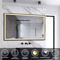 LED Spiegel Schwarzer Rahmen Badspiegel mit Warm/Neutral/Kaltweiß Dimmbar Memory Touch/Wandschalter Beschlagfrei Wandspiegel 1 hour automatische Abschaltung 120X70cm