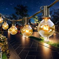 ROSNEK G40 Guirlande lumineuse d'extérieur 16,4 m 50 ampoules E12 220-240 V éclairage guinguette blanc chaud câble noir ampoules transparentes