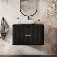 Elegance Glamour Style 2 Drawer Bathroom Wall Vanity Cabinet 60cm - Black