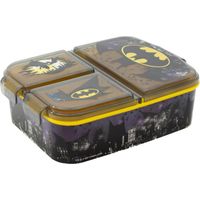 Brotdose für Kinder mit 3 Fächer Batman Lunchbox Schwarz-Gelb Frühstücksbox