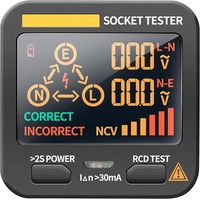 Testeur de tension Affichage LCD numérique Testeur de prise intelligente Prise EU Détecteur RCD Electroscope de polarisation pour prise de Test de Phase secteur pour ANENG AC11
