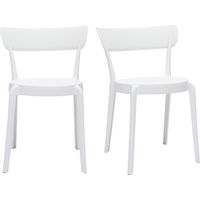 Miliboo – Chaises empilables blanches pour intérieur et extérieur – Lot de 2 – Plastique résistant aux intempéries – Dimensions L49 x P50.5 x H74.5 cm