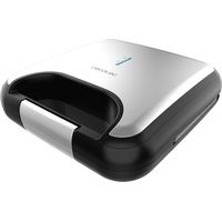 Sandwichera de 2 sándwiches con acabados en acero inoxidable, 800 W de potencia y placas triangulares con revestimiento antiadherente.