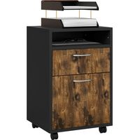 Cassettiera Mobile con 4 Ruote per Documenti, Cassetto e Ripiano, 40x35x60 cm, Colore Marrone e Nero