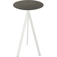 Infinity Tripod mange-debout avec piètement blanc + plateau HPL Midnight Marble Ø70 cm - Feros