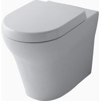 WC suspendu sans rebord MH blanc, modèle back-to-wall Tornado Flush, chasse d'eau à profondeur.