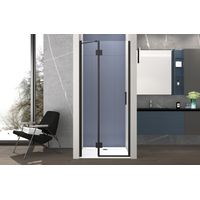 Box doccia 100 cm anta singola ad UN BATTENTE per nicchia H200 cm cristallo anticalcare trasparente 6mm profilo NERO OPACO OLLY