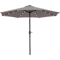 Ombrellone da Giardino Inclinabile Ø265 cm LED Solari Manovella Grigio