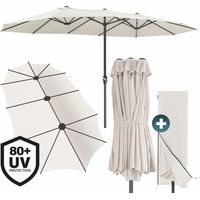 Kingsleeve Doppelsonnenschirm 460x270 cm UV Schutz 80+ Groß XXL Schutzhülle Kurbel Oval Wasserabweisend Garten Terrasse Sonnenschirm Marktschirm creme
