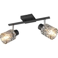 Deckenlampe Deckenleuchte Wohnzimmerlampe schwarz matt Glas rauchfarben H 21 cm