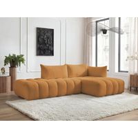 BOBOCHIC - Canapé d'angle fixe modulable AZRA tissu bouclette Angle droit Jaune