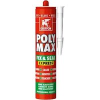 Griffon – Mastic de fixation Poly Max Fix&Seal blanc 425g – Pour béton et maçonnerie – Résistant à l'eau – Application facile en intérieur et extérieur