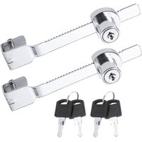 Set aus 2 Schiebeschlössern mit Schlüssel, Glasvitrinenschloss für Vivarien, Terrarien, Schaukästen, Ratschenschloss für Glastüren, identische Schlüssel (silber)