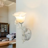 Applique d'intérieur FLEURE au design floral blanc crème dans le style shabby chic E14 - Crème, blanc