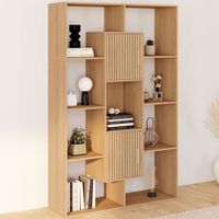 Estantería COLETTE con 11 compartimentos y 2 compartimentos JULIETTE efecto listones 143 cm