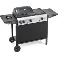 Barbecue à gaz 4080 Double – 2 brûleurs inox 3,75 kW – Plaque en fonte émaillée double face – Couvercle avec thermomètre – Ompagrill