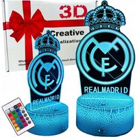 Veilleuse pour enfants avec le logo du Real Madrid, 16 LED 3D et télécommande