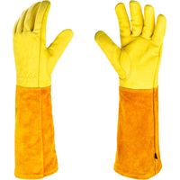 Par de guantes de jardinería Guantes de jardinería con protección de cuero para espinas y zarzas y guantes de trabajo, XL