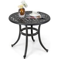 COSTWAY Tavolino da Giardino da 60 cm, Tavolino da Esterno in Alluminio Pressofuso con Piedini Regolabili, Tavolino in Metallo per Piscina, Terrazzo, Balcone, Porta 50 kg, 60 x 53 cm