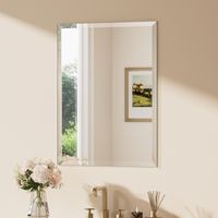 Keonjinn Badspiegel Facettenschliff, 60x80cm Bad Spiegel mit Gehärtetes Glas und Splitterschutzfolie,Rahmenloser Badezimmerspiegel, Rechteckiger Wandspiegel Vertikal Horizontal Möglich, für Garderobe