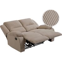 Loungitude – Canapé de relaxation manuel 2 places LEO – Velours côtelé taupe – Assises inclinables indépendantes – Fabrication européenne