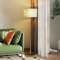 Lampada da Terra con Telecomando e Luminosità Regolabile 3000K-6000K, Paralume in Tessuto, Oro