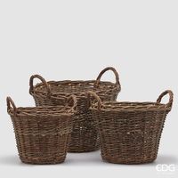 EDG Enzo De Gasperi Set 3 Cesti Willow Svasati con Manico Midollino