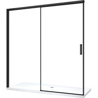 Giorgy – Porte de douche coulissante pour niche – fermeture douce Soft Close – hauteur 200 cm – cadre noir mat 8 mm – installation facile