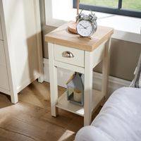Oak Narrow Bedside Cabinet 1 Drawer Lamp Side Table Night Stand Avon 36mm Top